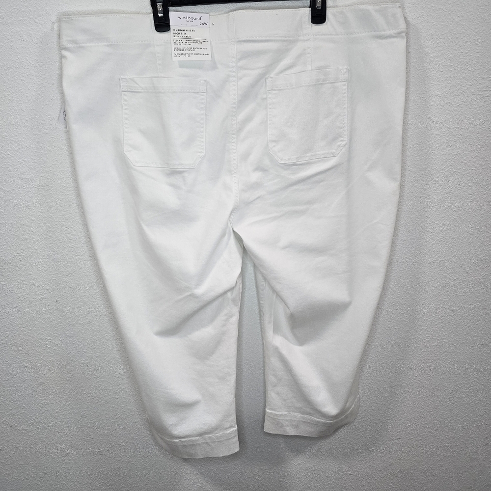 Westbound Womens High Rise Skinni White Summer Cropped Pants Size 24W - Picture 11 of 16